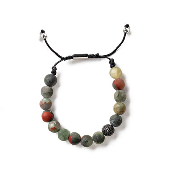 The Macrame drawstring Styled Bead Bracelet in African Blood Stone