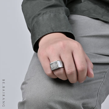 Solid Signet ring in Vintage oxidized finish