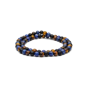 Two Layer Wrap Bracelet in Multiple Gemstone Beads