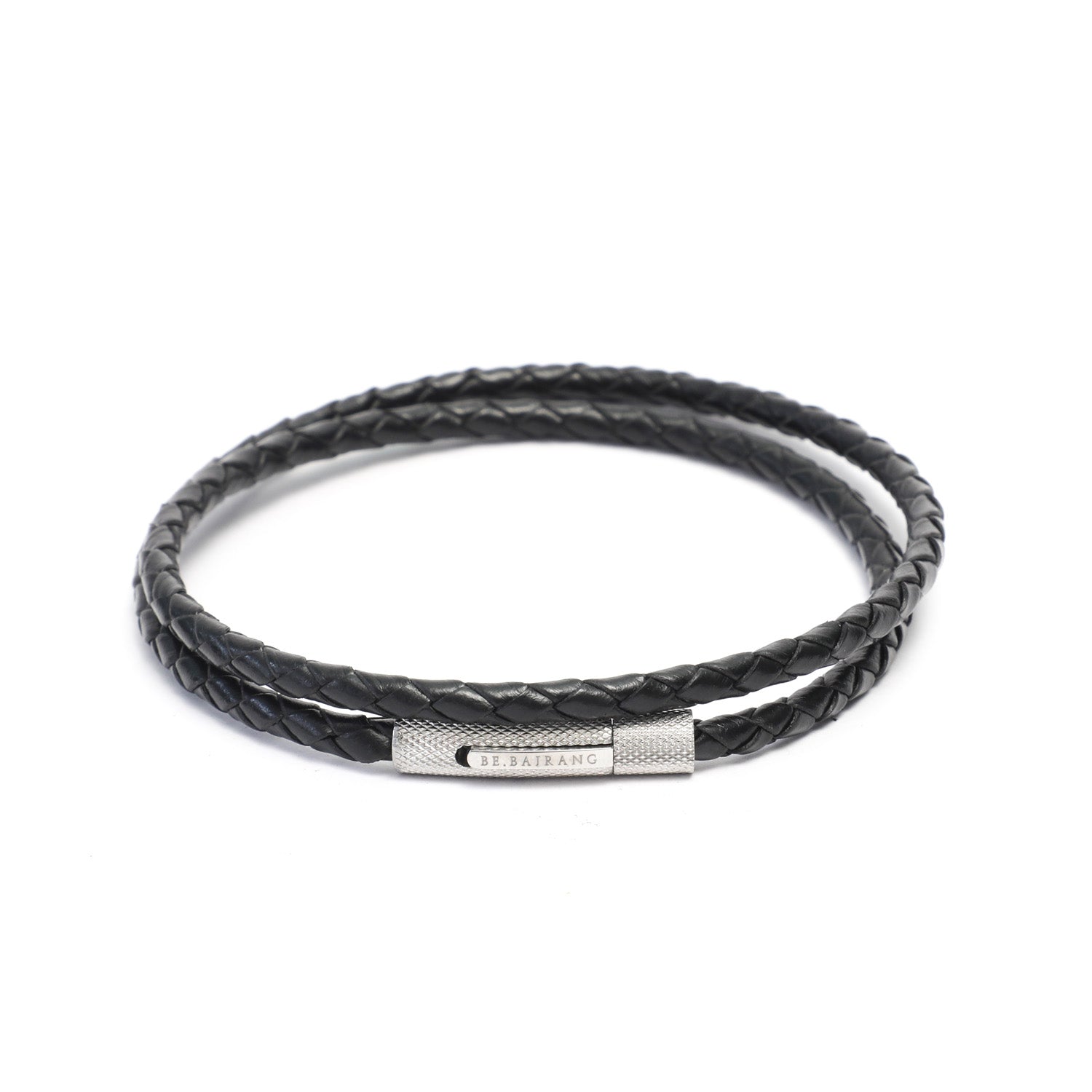 Double Wrap Black Leather Bracelet