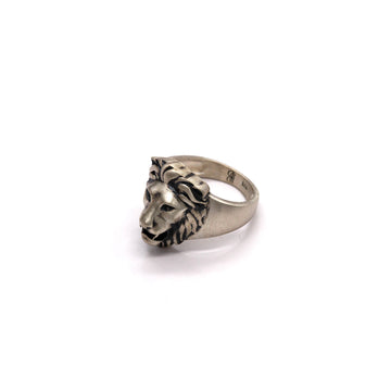 Poised Royal Lion Ring in 925 Sterling Silver with Oxidized matte finish