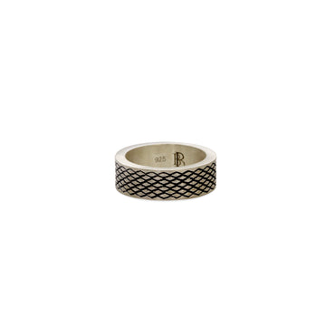 Cross Fence Solid Ring, in 925 oxidized sterling silver