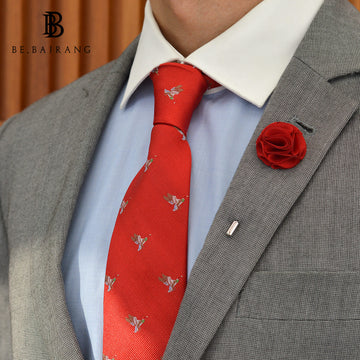 Bird Novelty Silk Tie, Red