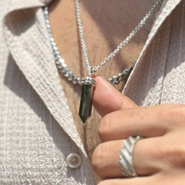 Pyrite stone Pyramid Pendant in 925 sterling silver
