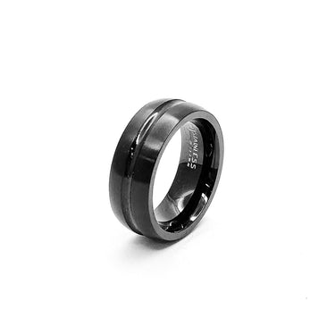 Matte Black Brushed Classic Men's Stainless Steel Ring