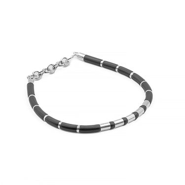 Stria- Minimal 925 sterling silver silicon rubber bracelet