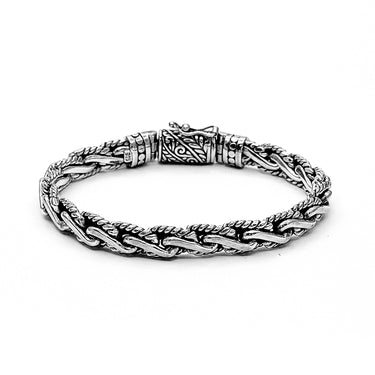 Cable Woven Bali Link Bracelet in 925 sterling silver