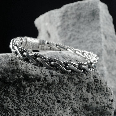 Cable Woven Bali Link Bracelet in 925 sterling silver