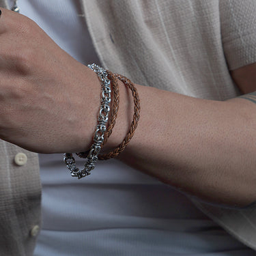 4mm Twisted rope Tan Brown Leather Bracelet.