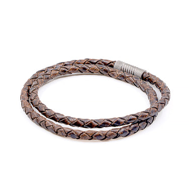 4mm Double Wrap Bracelet in Genuine Brown Leather