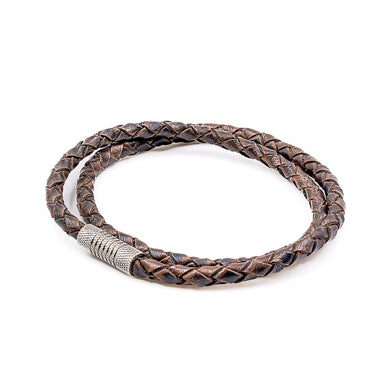 4mm Double Wrap Bracelet in Genuine Brown Leather