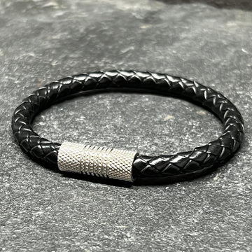 5mm Round bracelet in Genuine Black Leather