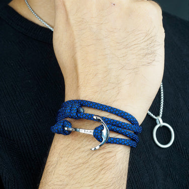 Nautical Rope Anchor Wrap Bracelet in Navy Blue