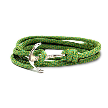 Nautical Rope Anchor Wrap Bracelet in Green cord