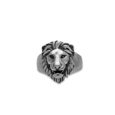 Poised Royal Lion Ring in 925 Sterling Silver with Oxidized matte finish