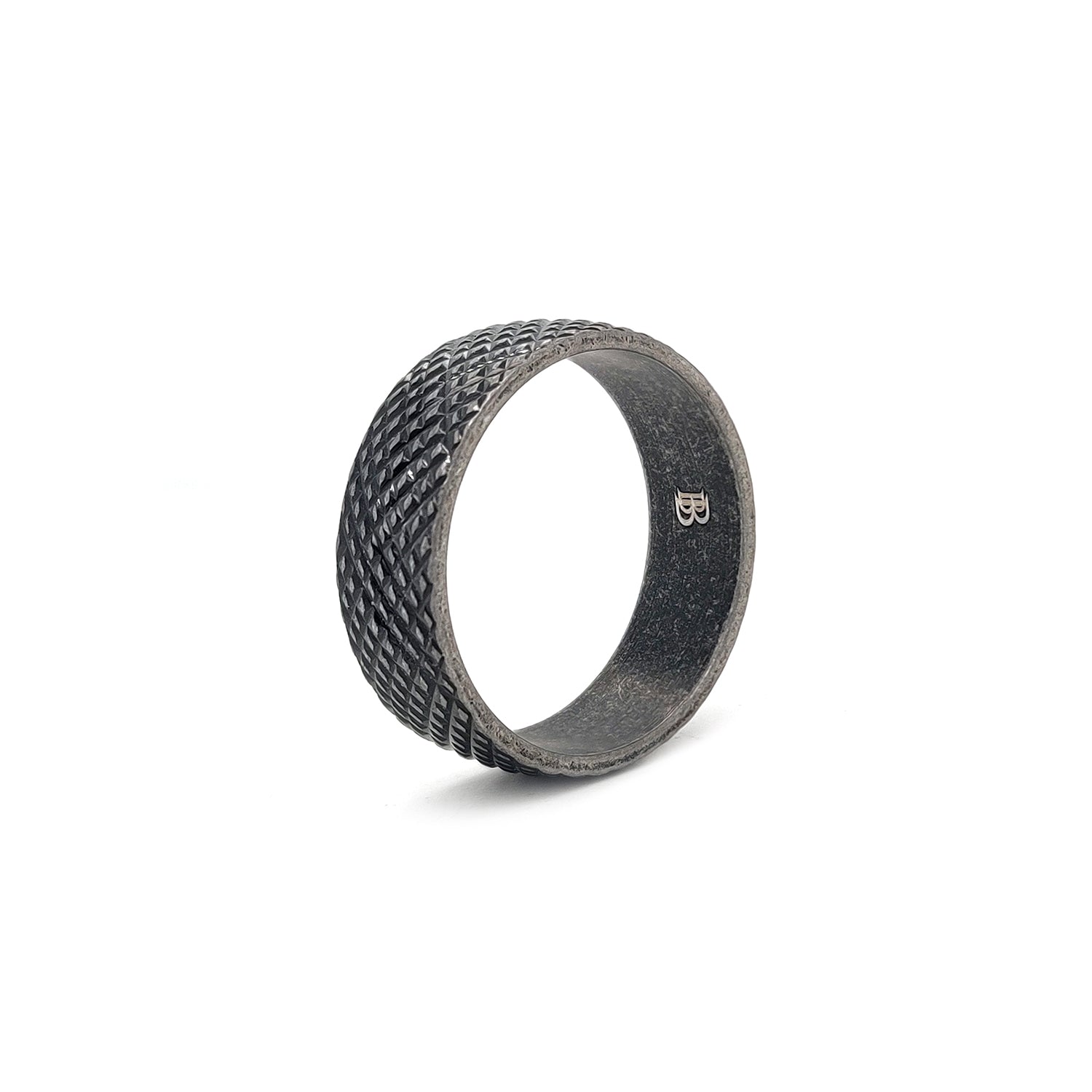 Classic Diamond textured Ring in  Gunmetal finish