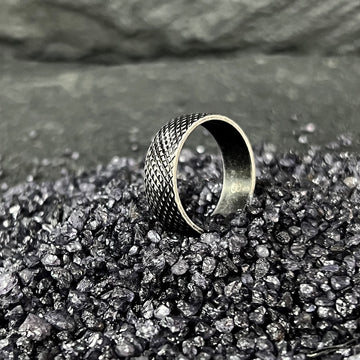 Classic Diamond textured Ring in  Gunmetal finish