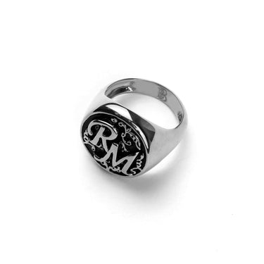 Personalized Initial Vintage Signet ring with antique finish