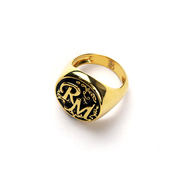 Personalized Initial Vintage Signet ring with antique finish