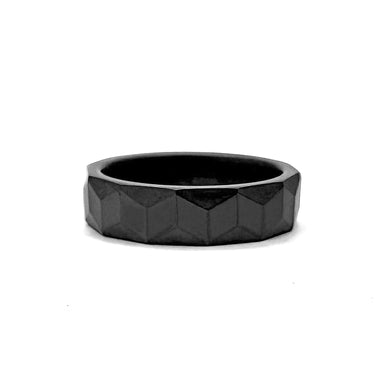 Matte Black Geometric Triangular Ring