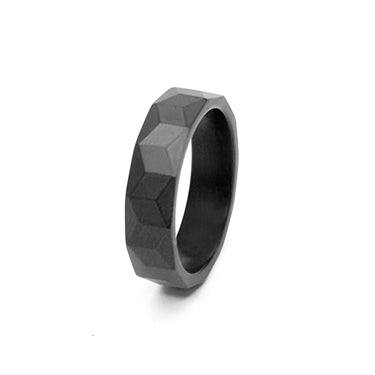 Matte Black Geometric Triangular Ring