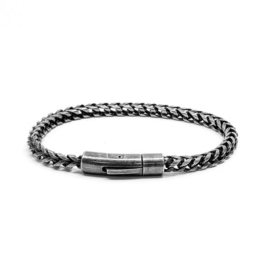 Oxidized Finish Stainless Steel Single Layer Chain Bracelet
