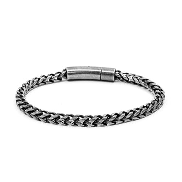 Oxidized Finish Stainless Steel Single Layer Chain Bracelet