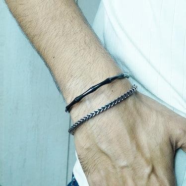4 mm Oxidized Stainless Steel Single Layer Chain Bracelet