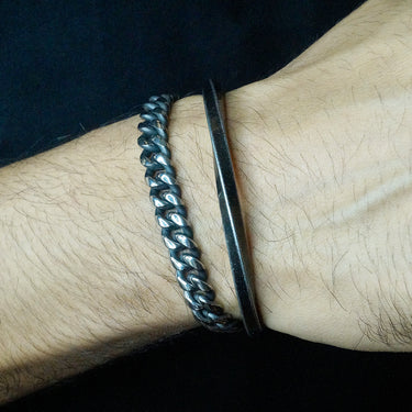 Men's Classic oxidized Cuban chain Bracelet (8mm)
