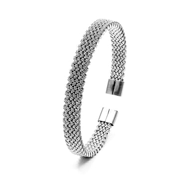 Woven Mesh patterned Cuff Silver finish