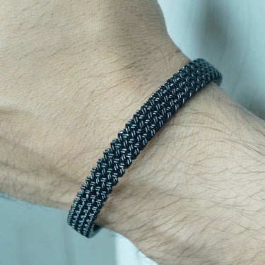 Woven Mesh patterned Cuff Black finish