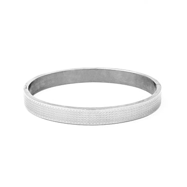 Liner silver Stainless steel kada Bangle for men