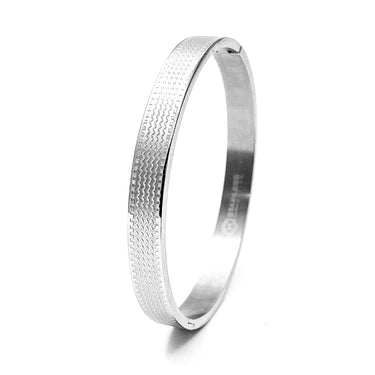 Liner silver Stainless steel kada Bangle for men