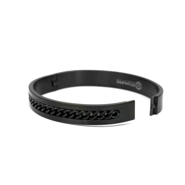 Curb Black Stainless Steel Kada Bangle Bracelet Men