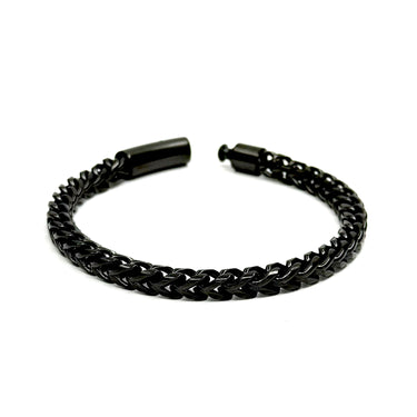 Men's Black Stainless Steel Braid Chain Bracelet