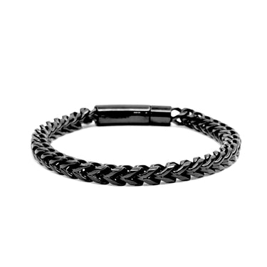 Men's Black Stainless Steel Braid Chain Bracelet
