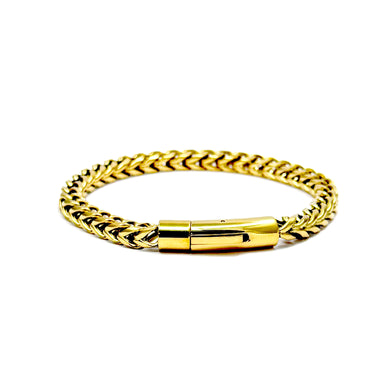 Men's Gold Stainless Steel Braid Chain Bracelet