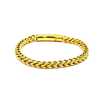 Men's Gold Stainless Steel Braid Chain Bracelet