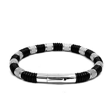 Black silicon with Diamond Textured Spacer bracelet