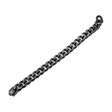Men's Hammered Cuban Bracelet  in oxidzed finish