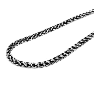 Thick Braided Chain & Bracelet combo in Oxidized finish