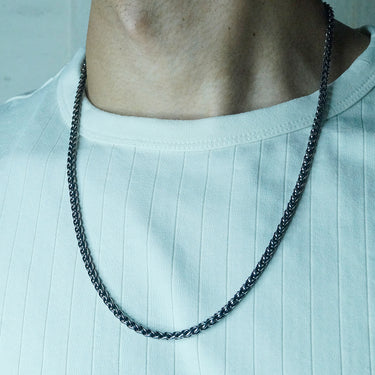 Minimal Braided Chain & Bracelet combo in Oxidized finish