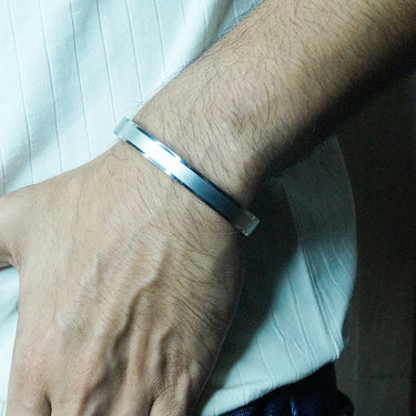 Plain silver Stainless steel cuff bracelet
