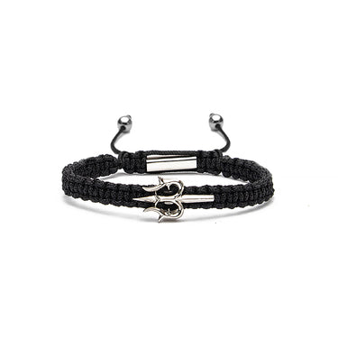 Mighty Trishul Bracelet in Black Macramé Threading