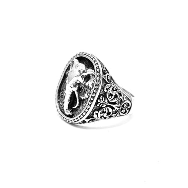 The Elephant Head Filigree Ring in Oxidized 925 sterling silver