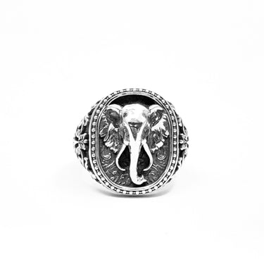 The Elephant Head Filigree Ring in Oxidized 925 sterling silver