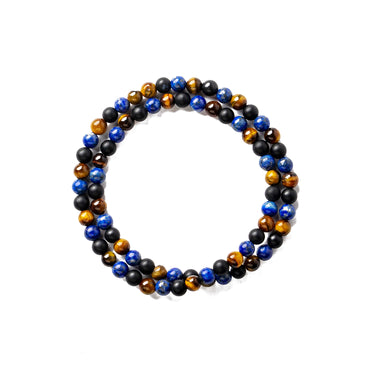 Two Layer Wrap Bracelet in Multiple Gemstone Beads