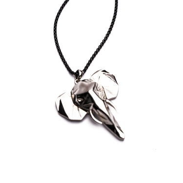 Faceted Elephant head Pendant with Gun metal chain