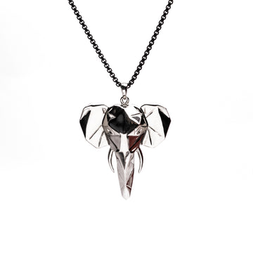Faceted Elephant head Pendant with Gun metal chain