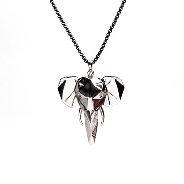 Faceted Elephant head Pendant with Gun metal chain
